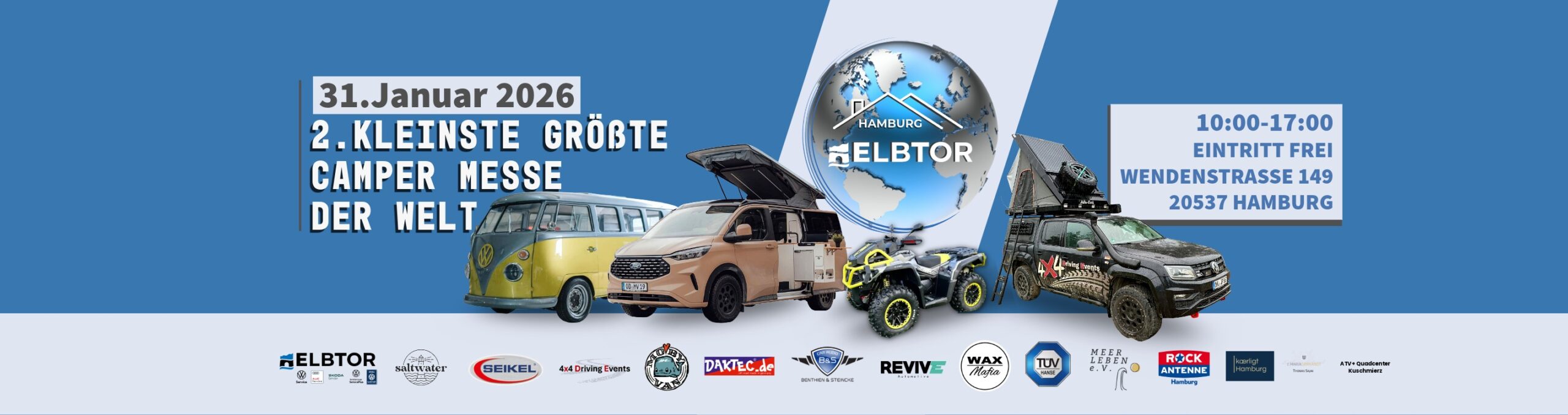 2. kleinste größte Camper Messe der Welt .ELBTOR Camper Messe am 31. Januar 2026 in Hammerbrook Hamburg